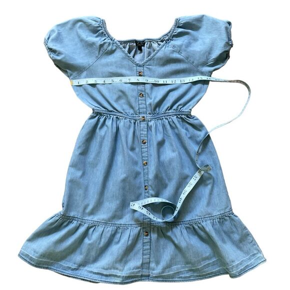 New Glory Denim Jean A-Line Dress Girls elastic waist, off shoulder Sz L (14/16) - Picture 5 of 7